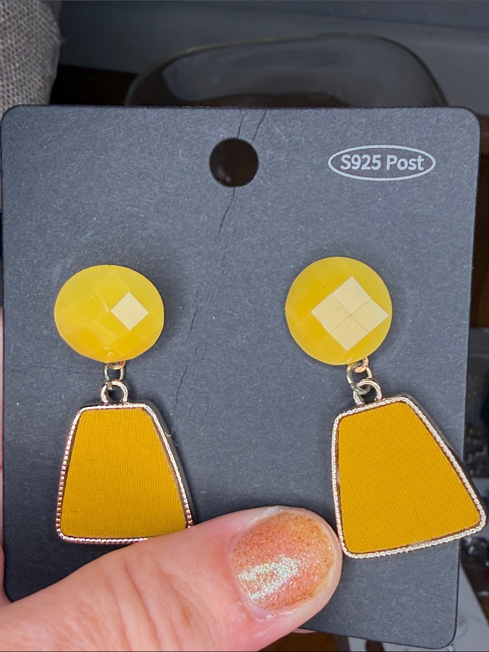 Yellow Dangle Drop Earrings - S925 Post